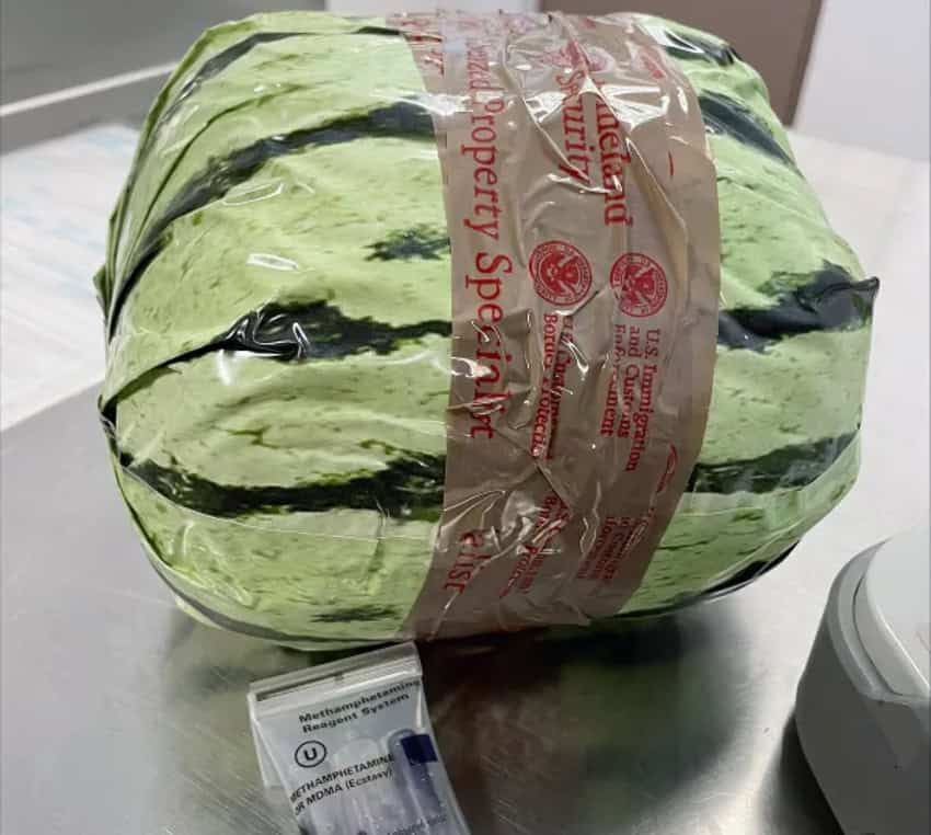 A fake watermelon filled with meth