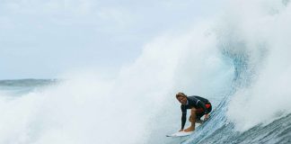 Mexican surfer Alan Cleland catches a wave.