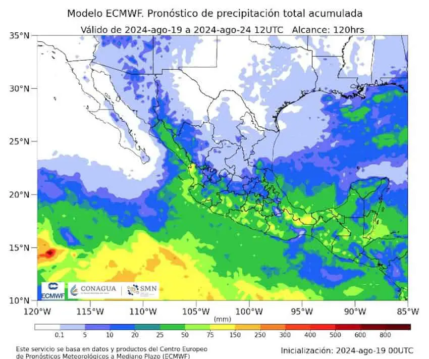 Storm forecast for northern Mexico