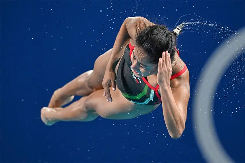 Mexican diver Alejandra Estudillo flies through the air