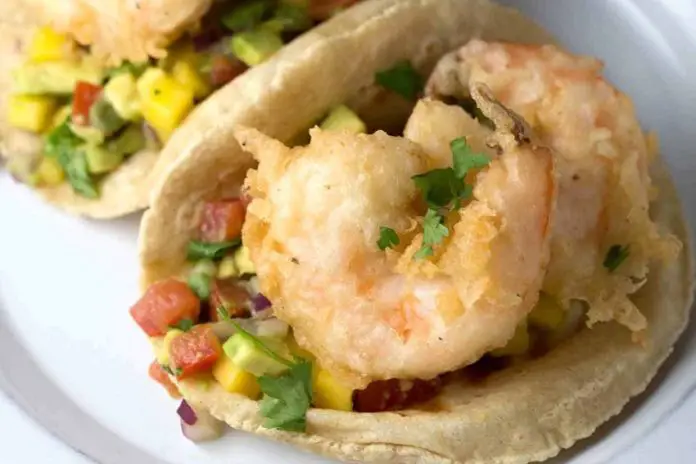 Battered Baja shrimp tacos