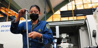 A female engineer at work