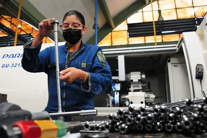 A female engineer at work