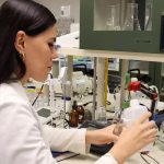 Paulina Faccinetto, inventor of Lucid Mind chocolate, in a lab.