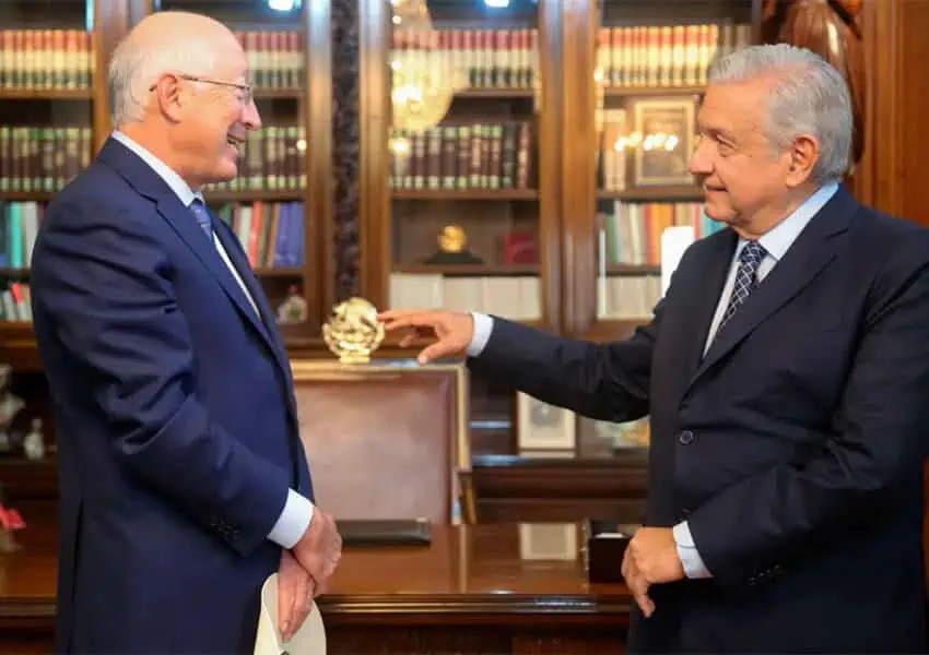 U.S. Ambassador Ken Salazar with AMLO