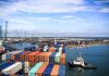 A tanker filled with containers of export goods in Mexico