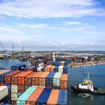 A tanker filled with containers of export goods in Mexico