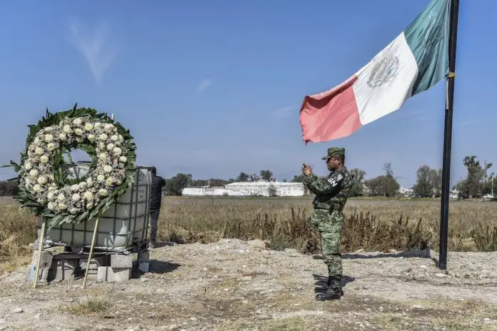 A memorial to the victims of a Pemex pipeline explosion in January 2019 that killed 137.