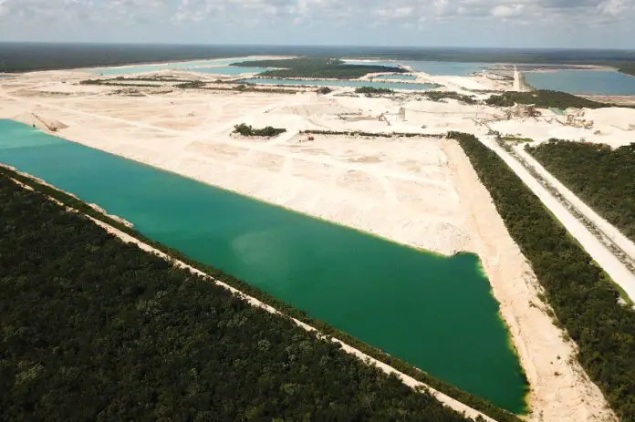 The Vulcan Materials mine near Playa del Carmen