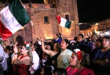 Crowd celebrating Mexico's Independence Day in Zacatecas