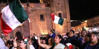 Crowd celebrating Mexico's Independence Day in Zacatecas