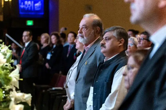 Carlos Slim at an event in Monterrey