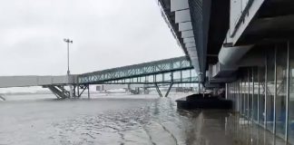 Members of the National Guard are carrying out cleaning and water pumping tasks, along with airport employees, but authorities say the closure will continue until further notice.