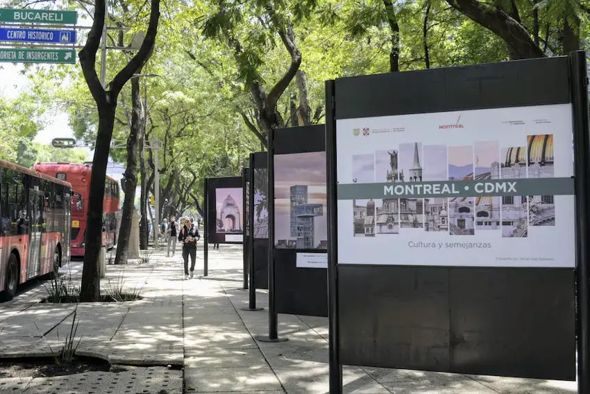 A recent photo exhibit at Chapultepec Park, Mexico City, featuring similarities between Montreál and Mexico City. 