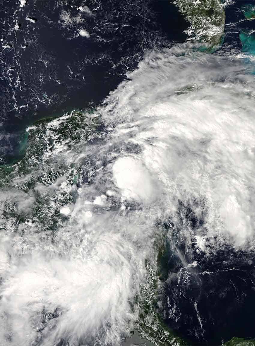 NASA satellite image of tropical cyclone that in 2018 that eventually became Hurricane Michael