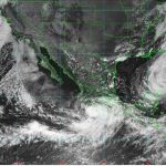 Satellite image showing Hurricane John and Hurricane Helene in Mexico