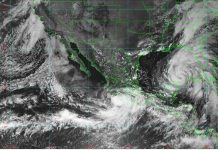 Satellite image showing Hurricane John and Hurricane Helene in Mexico