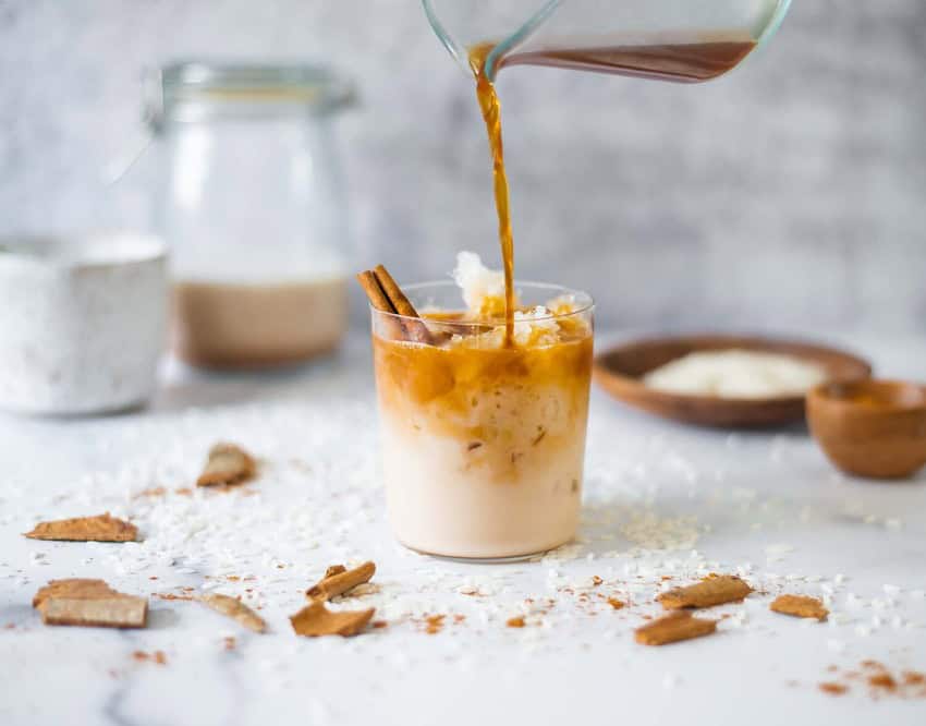 Coffee pouring into a glass