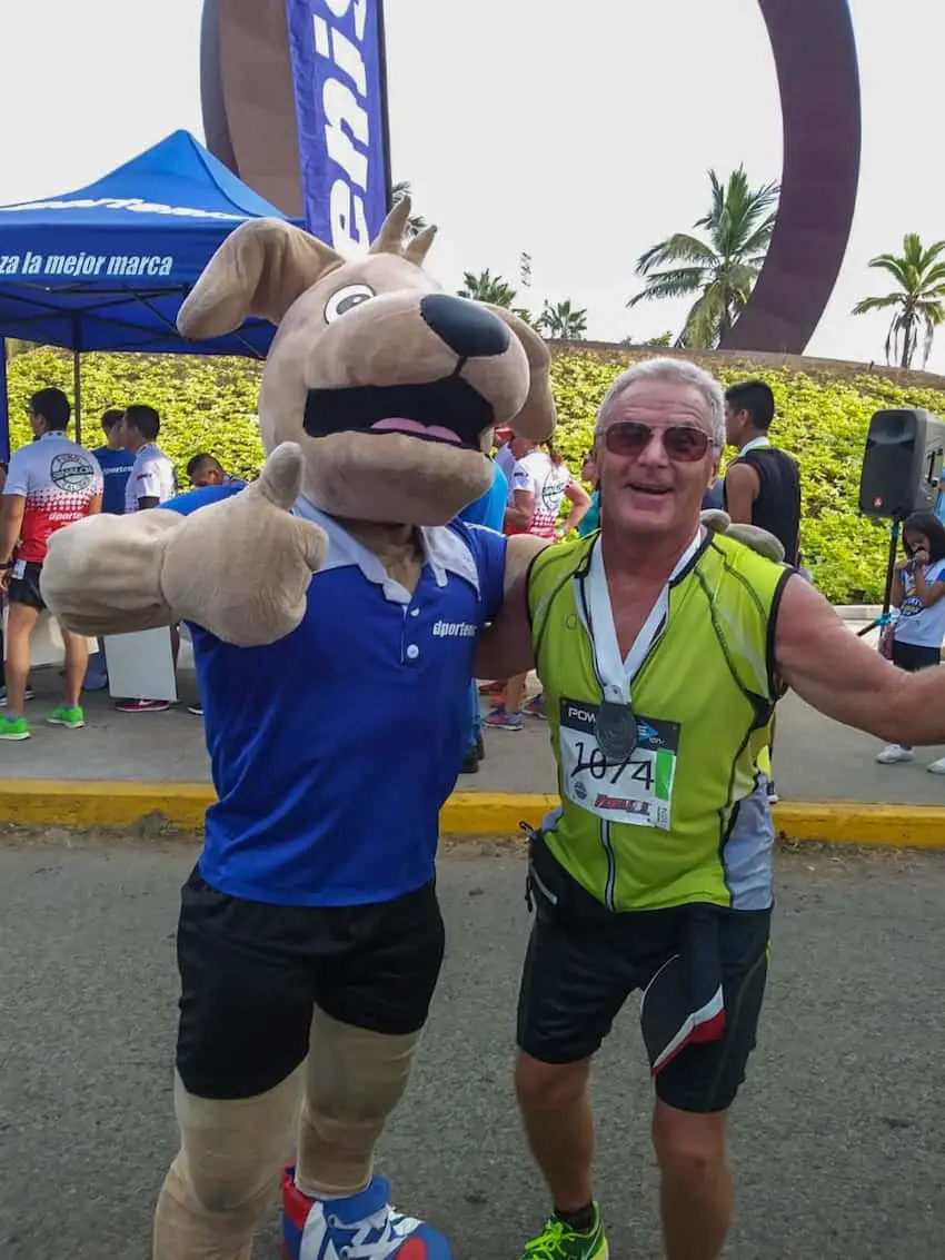 Nick Dubeski and a mascot.