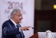 President López Obrador at his morning press conference, where he said the U.S. is partly responsible for the current wave of violence in Sinaloa