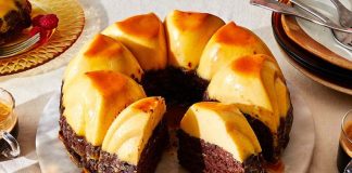 Chocoflan cake made using a chocoflan recipe