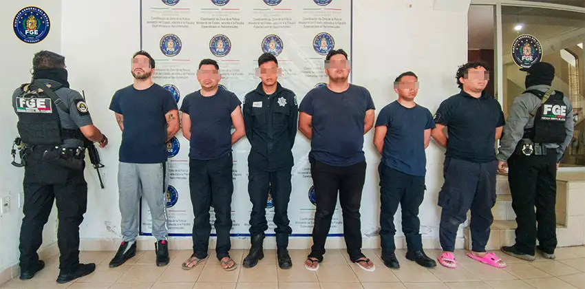 A line up of Taxco police arrested by federal agents