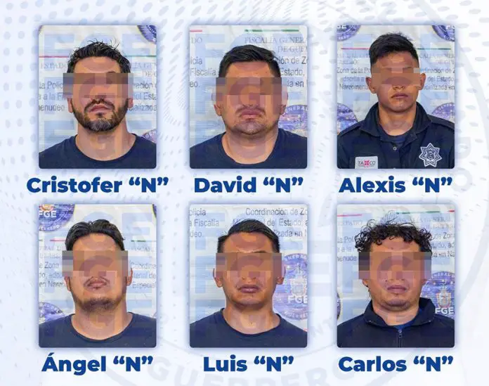 Mugshots of six Taxco police charged with murder and kidnapping