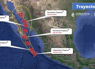 A map showing the projected path of Tropical Storm Ileana