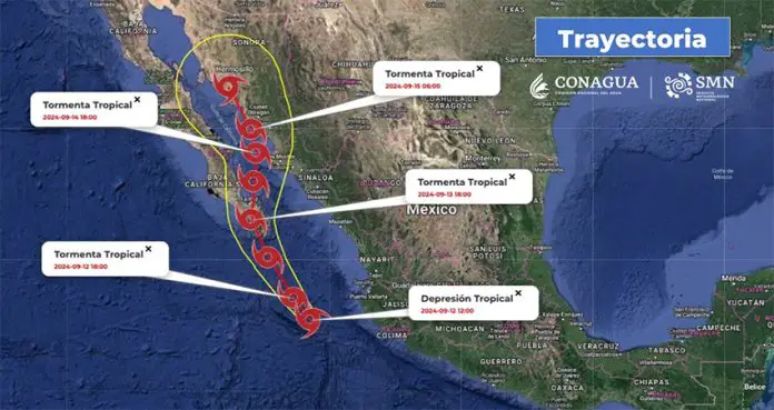 A map showing the projected path of Tropical Storm Ileana