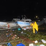 Some fishing boats off the coast of Campeche sunk due to the storm surge from Hurricane Milton on Monday.