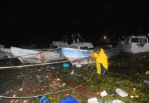 Some fishing boats off the coast of Campeche sunk due to the storm surge from Hurricane Milton on Monday.