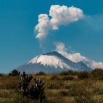 Popocatépetl volcano emitting a fumarole.