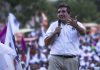 Sinaloa politician Héctor Melesio Cuén Ojeda speaks at a rally