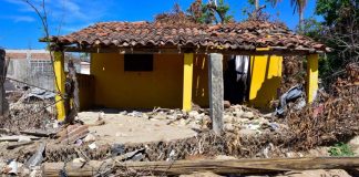 A house destroyed by Hurricane John in Guerrero