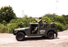 A Mexican army patrol vehicle in Chiapas