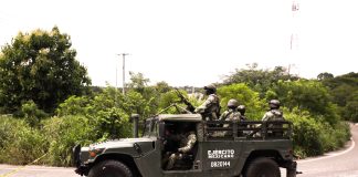 A Mexican army patrol vehicle in Chiapas