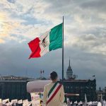 Sheinbaum addressing the Zócalo on her first day as president