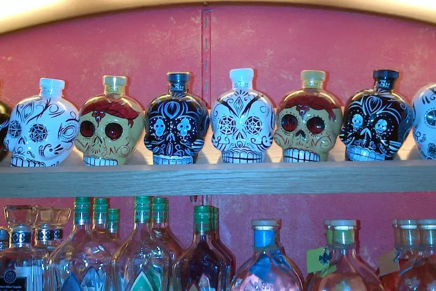 Day of the Dead tequila bottles