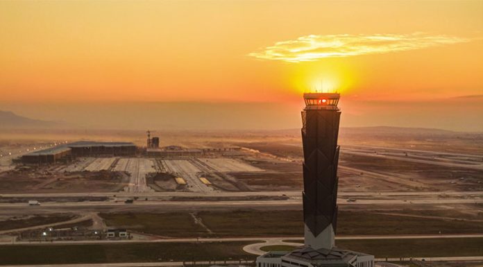 Felipe Angeles International Airport at sunset