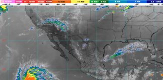 A radar shows the position of a hurricane in the Pacific Ocean off the coast of Mexico