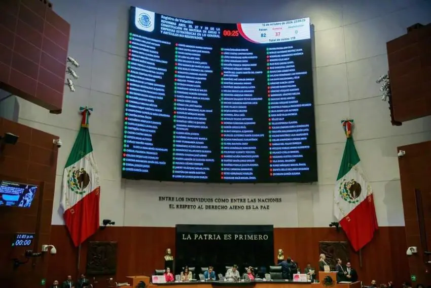 Digital board showing voting progress of the vote on the energy reform bill at 12:25 a.m. Thursday