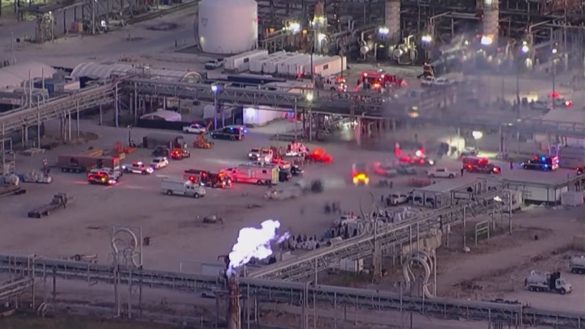 Screen capture of video footage at Deer Park refinery