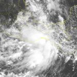 Tropical Depression Eleven-E satellite image off Mexico coast