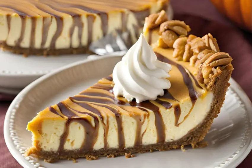 Pumpkin-Swirl Cheesecake Pie with Pecan Crust