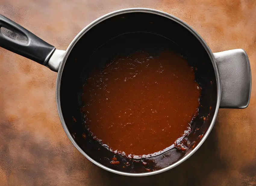 A saucepan full of adobo sauce