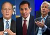 Portraits of JPMorgan CEO Jamie Dimon, Mexican Finance Minister Rogelio Ramirez and BlackRock CEO Larry Fink