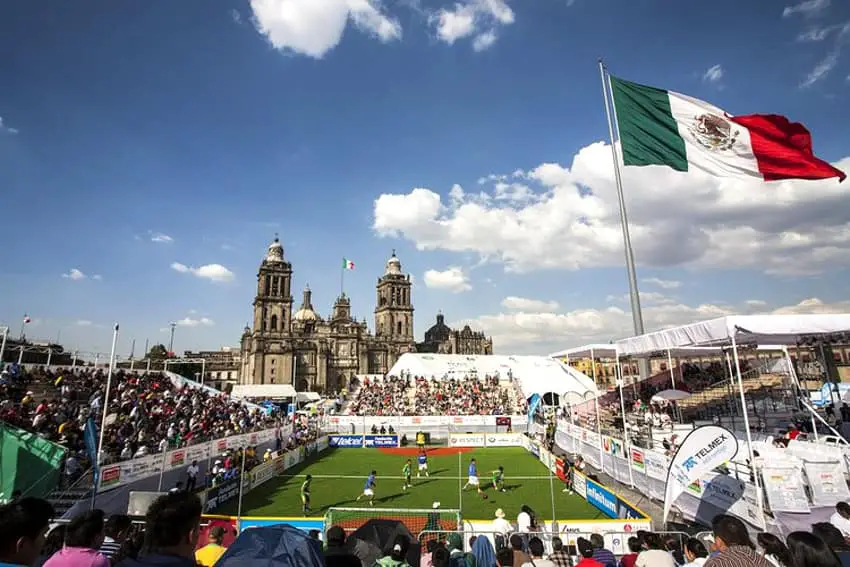 The Homeless World Cup was played in the Mexico City zócalo in 2012