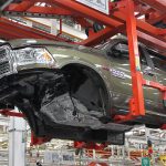 A Ram 2500 moves along the production line in a factory