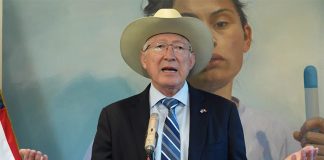 U.S. Ambassador to Mexico Ken Salazar speaks at a press conference