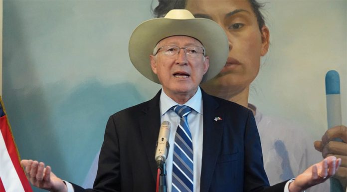 U.S. Ambassador to Mexico Ken Salazar speaks at a press conference